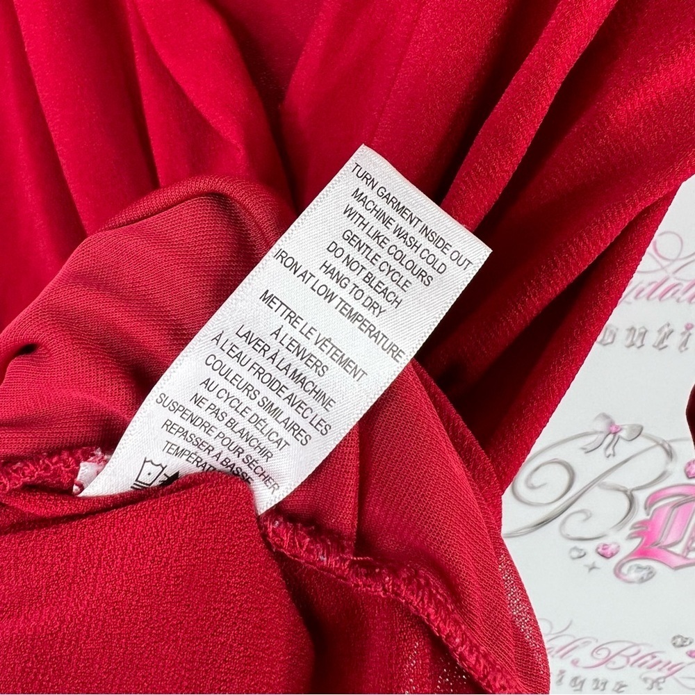Ricki's long sleeve swoop style y2k Bold Red Drape Blouse with Zipper - Picture 7 of 8
